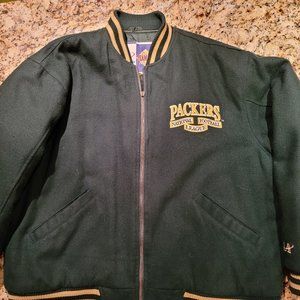 Vintage 90s Green Bay Packers Letterman Jacket NFL Logo Athletic Bomber